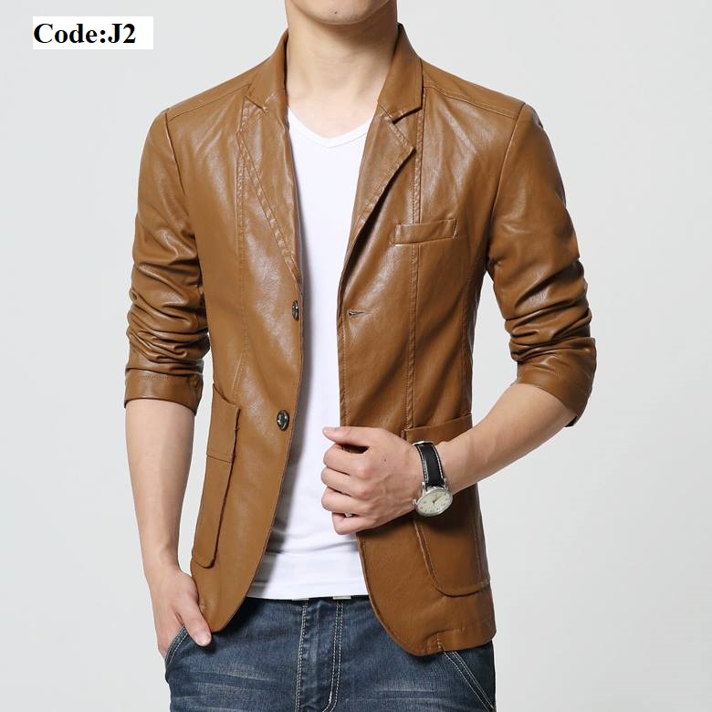 Men’s Premium Brown Leather Blazer Jacket – J2